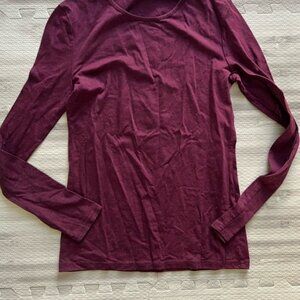Women's Long Sleeve Burgundy Maroon Top